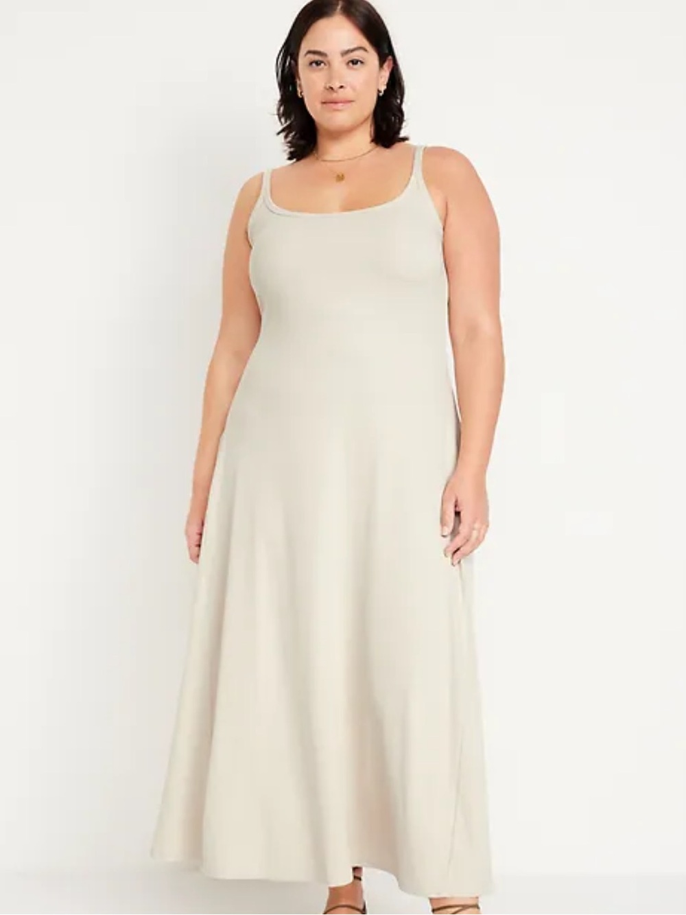 Gap Women’s Fit and Flare Cream Rib-Knit Maxi Dress Size Large NWT